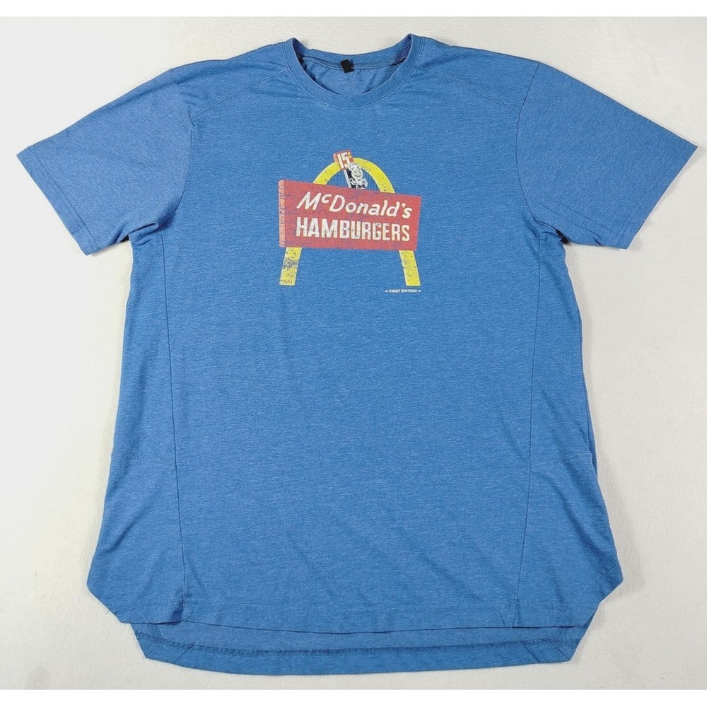 McDonald's Hamburgers Shirt Mens Large Blue Retro Graphic First Edition Tee